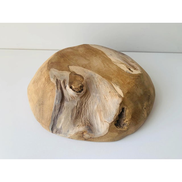 Organic Hand Cut Artisan Large Natural Wooden Bowl For Sale In San Diego - Image 6 of 8