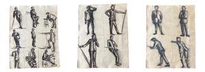 Unknow, Untitled, 1924, Charcoal on Paper, Set of 3