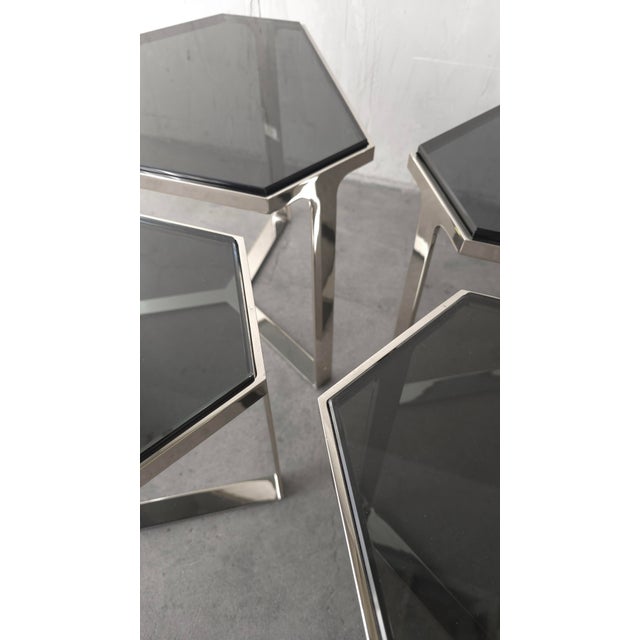 2000 - 2009 Donghia Forma Coffee Table in Polished Chrome and Smoked Glass - 6 Pieces For Sale - Image 5 of 15
