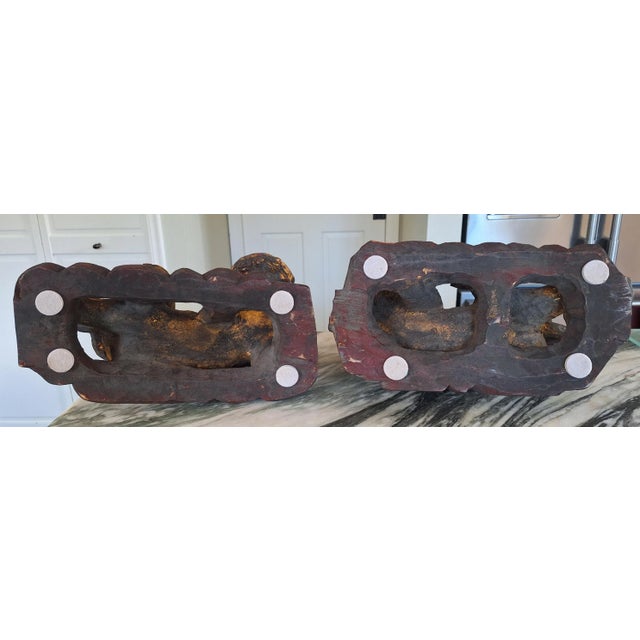 Antique Hand-Carved Chinese Guardian Lions or Foo Dogs - a Pair For Sale In Seattle - Image 6 of 11