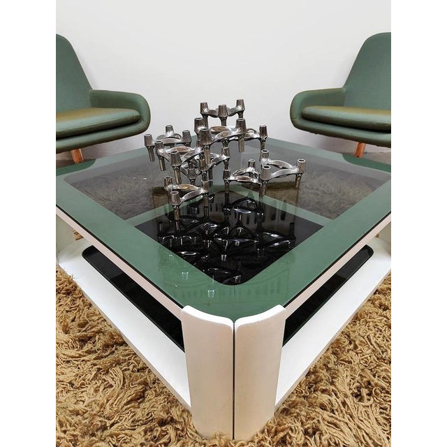 Glass Vintage Space Age Italian Smoked Glass Coffee Table, 1970s For Sale - Image 7 of 10