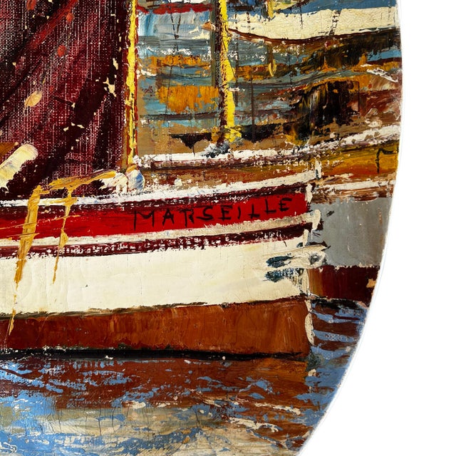 "Le Port De Marseille" Original Custom Painted Plate Installation - Set of 4 For Sale - Image 10 of 16