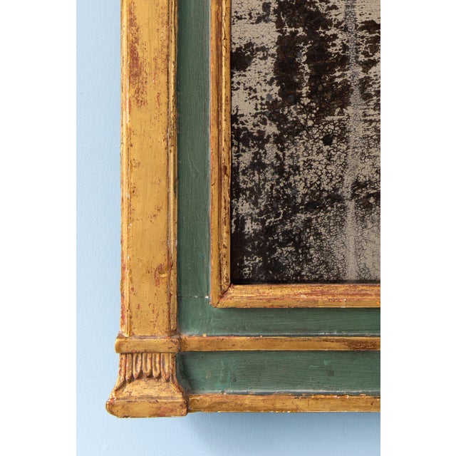 French Empire Green and Giltwood Pediment Mirror, Early 19th Century For Sale - Image 5 of 10