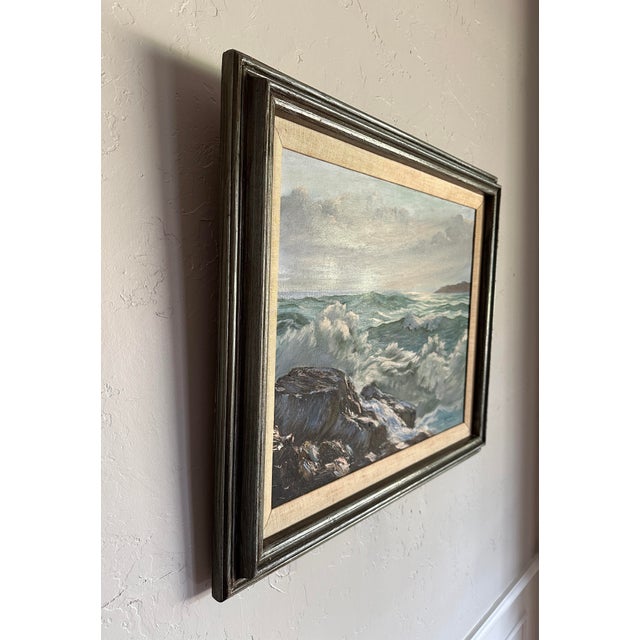 Vintage Original Oil Painting; Framed Seascape by Luella Bitterlie 1980s For Sale - Image 9 of 12