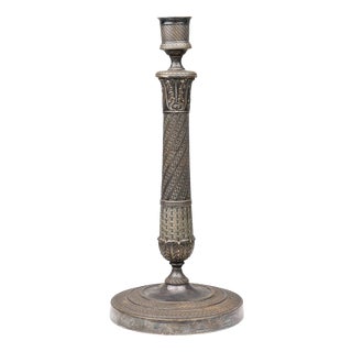 Large French Silvered Copper Candlestick, 1890s For Sale