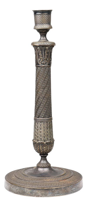Large French Silvered Copper Candlestick, 1890s
