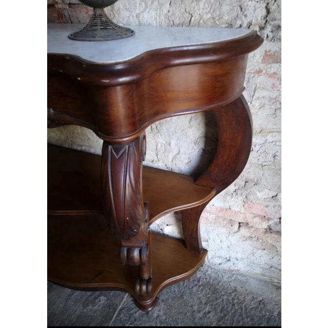 Antique French Empire Napoleon III Console Table in Mahogany, 1860 For Sale - Image 10 of 18