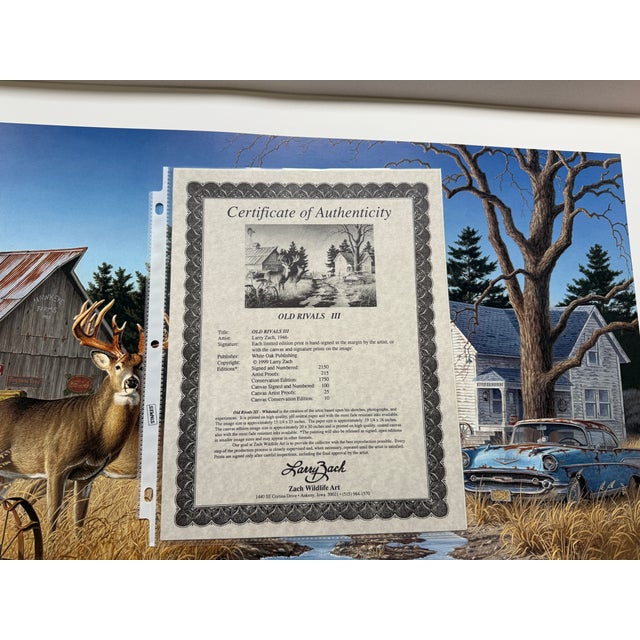 1990s 1990s Larry Zach "Old Rivals III ~ Whitetail" Signed, Numbered, Le Wildlife Print For Sale - Image 5 of 9
