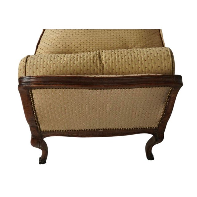 Antique Petite Louis XV Carved Walnut Bench W Down Cushions.