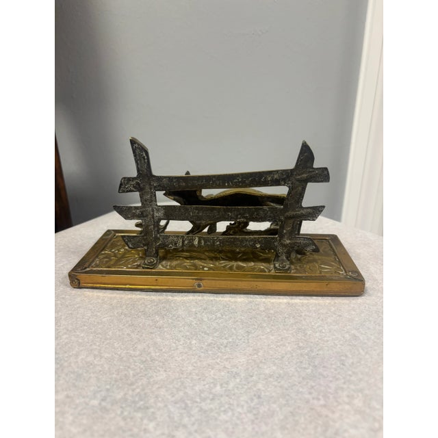Vintage English Brass Fox Letter Rack For Sale - Image 4 of 6