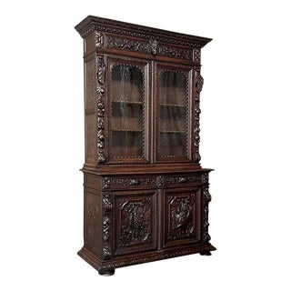 19th Century French Renaissance Hunt Bookcase For Sale