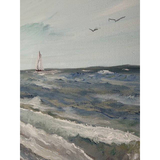 Vintage Cosman Coastal Lighthouse Impressionist Oil Painting on Masonite Board – Framed For Sale - Image 13 of 18