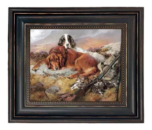"Lunch Time" Contemporary Reproduction Print on Canvas After William Woodhouse, Framed