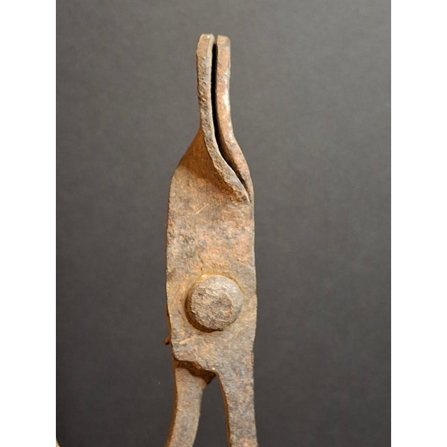 Antique Wrought Iron Rushlight Holder Candle Socket Wood Base Richard Morgan For Sale - Image 9 of 17