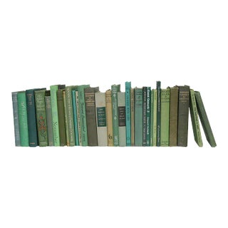 Decorative Books - Vintage Petite Boxwood Books - Green Books By The Foot For Sale