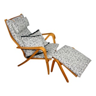 Set of Vintage Chair with Footstool by Simo Heikkila for Ikea, 1990s For Sale