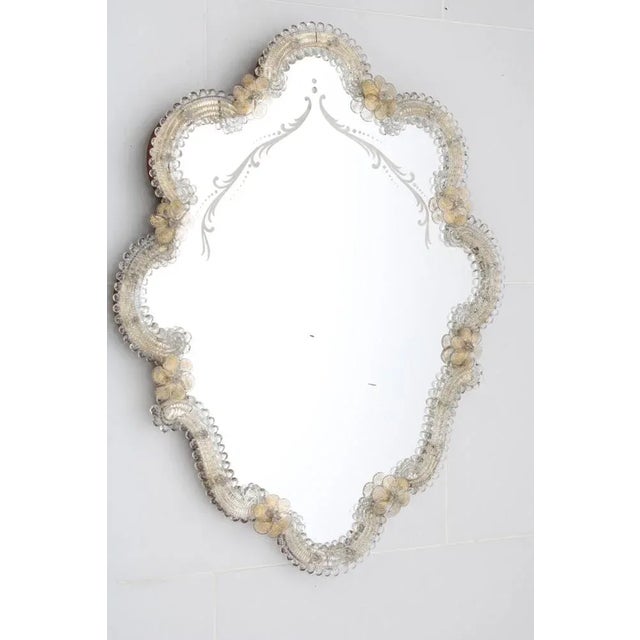 Glass Venetian Murano Glass Wall Mirror, 1950s For Sale - Image 7 of 8