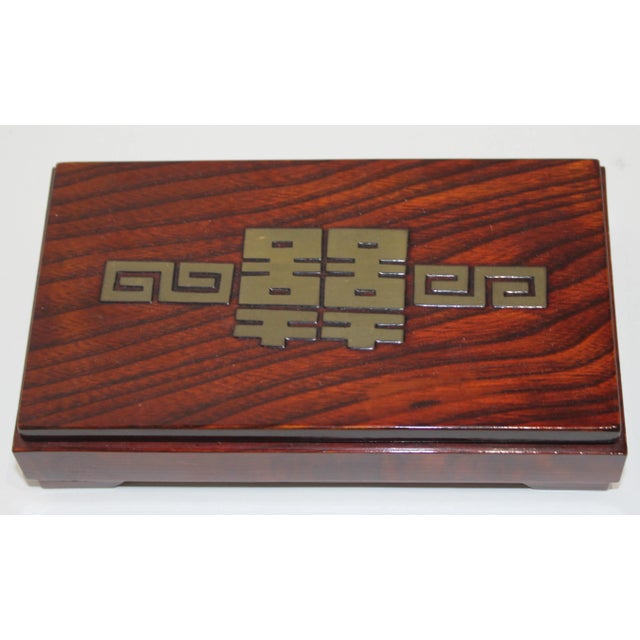 Art Deco Mid-Century Modern Asian Style Wood Box For Sale - Image 3 of 8