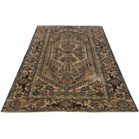 Persian 1960s Vintage Distressed Brown Handmade Geometric Wool Rug For Sale - Image 3 of 9