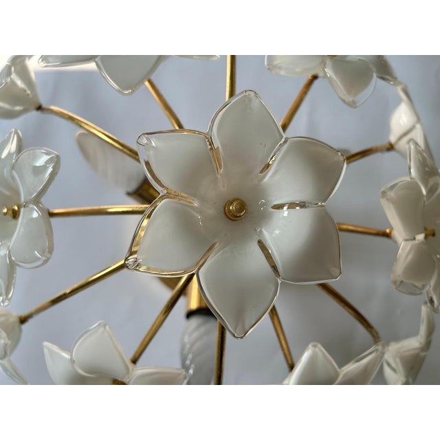 Metal White Daisies Murano Ceiling Light, 1980s For Sale - Image 7 of 15