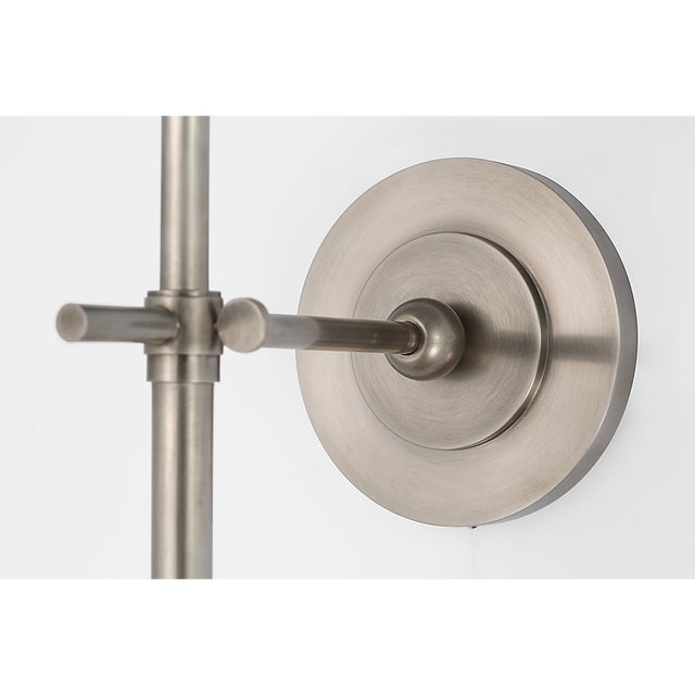 Thomas O'Brien for Visual Comfort Signature Bryant 27" Cordless Tail Sconce in Antique Nickel with Linen Shade For Sale - Image 11 of 13