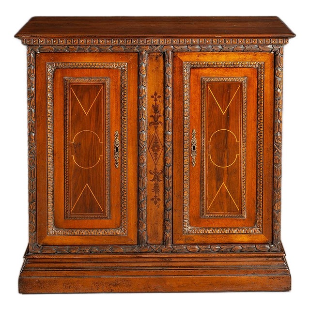 Italian Hand-Carved Walnut Credenza For Sale