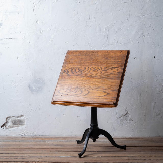 Industrial Keuffel & Esser Cast Iron & Oak Drafting Table, 1920s For Sale - Image 3 of 16