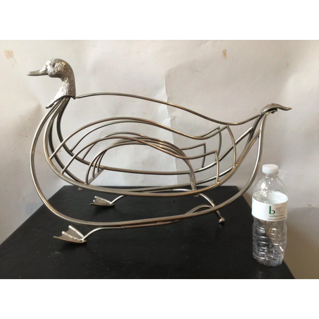 Mid-Century Modern 1960s, Maison Jansen Style Italian Chrome Swan Magazine Rack For Sale - Image 3 of 10