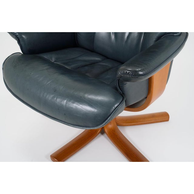Vintage Scandinavian Adjustable Leather Lounge Chair from Hjellegjerde Møbler, 1980s For Sale - Image 17 of 18