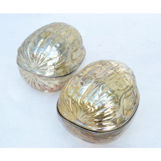 1970s f.b. Rogers Silver Plate Walnut Shaped Trinket Boxes Keepsakes 1970 America Set For Sale - Image 5 of 13