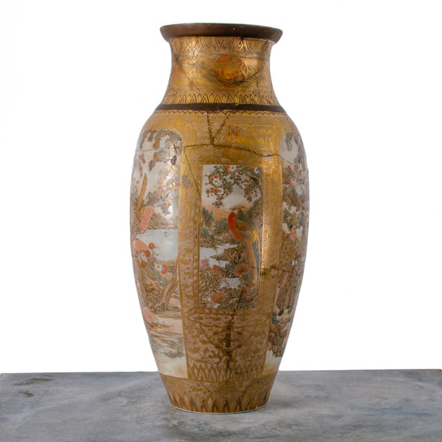 Large Repaired Satsuma Vase, Meiji For Sale - Image 4 of 10