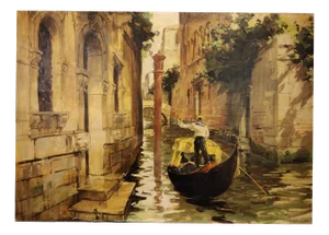 Cosimo Privato, Venetian Canal, Italy, 1930s, Oil on Canvas