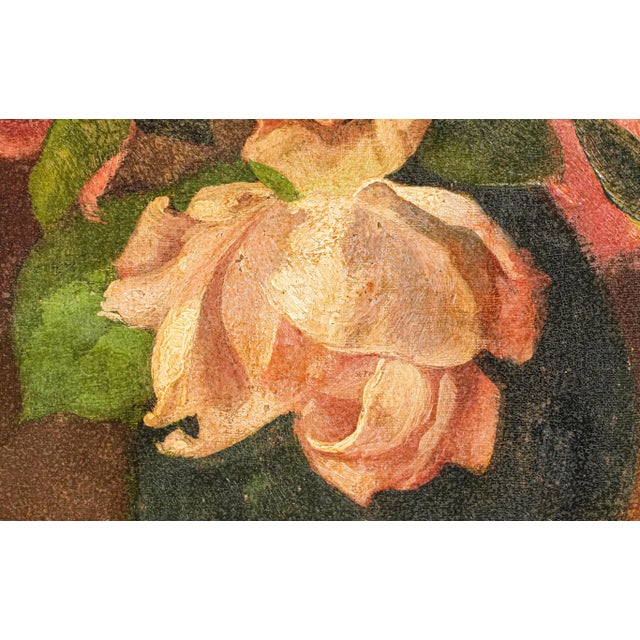 Traditional Charming Mid Century Framed Vintage Roses Flower Still Life Home Wall Decor For Sale - Image 3 of 11