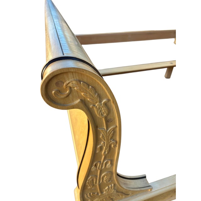 Tan Vintage Henredon Charles X Collection King Sleigh Bed Light Burl Wood French For Sale - Image 8 of 18