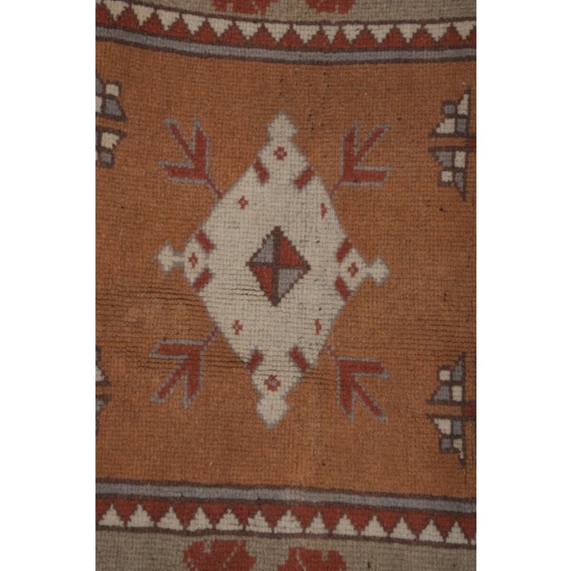 Burnt Orange 1960s Vintage Oushak Milas Floral Wool Pile Rug 6'2'' X 6'6'' For Sale - Image 8 of 13