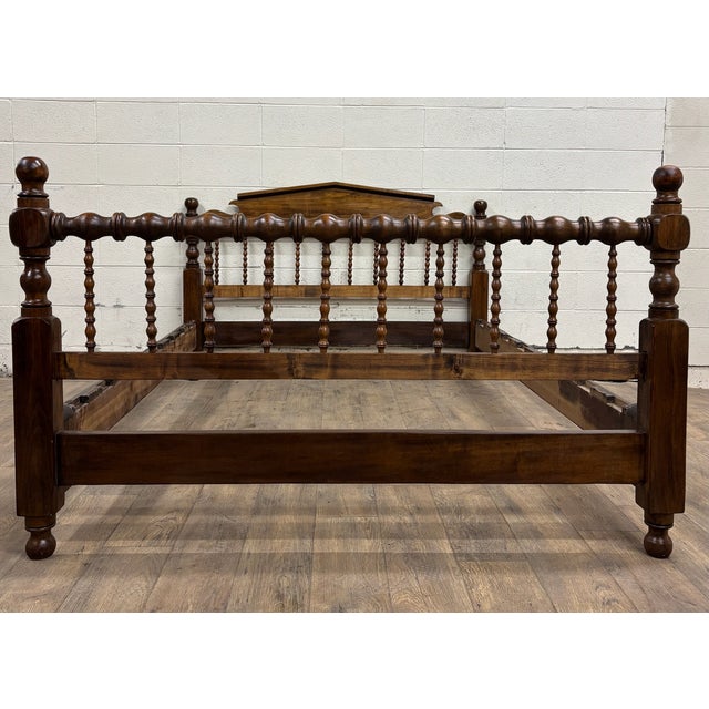 Early 20th Century Vintage Full Size Jenny Lind Spindle Spool Bed For Sale - Image 5 of 12