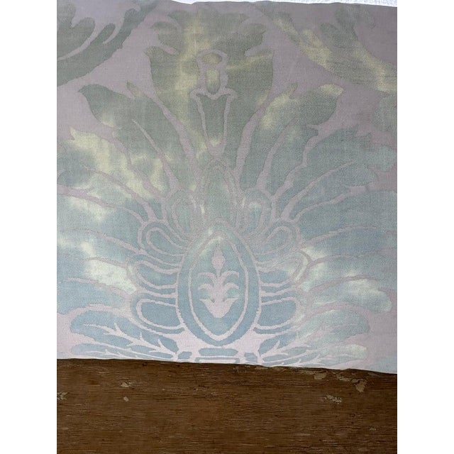 Traditional Sea-Foam Green Damask Pillow With Fringe For Sale - Image 3 of 7