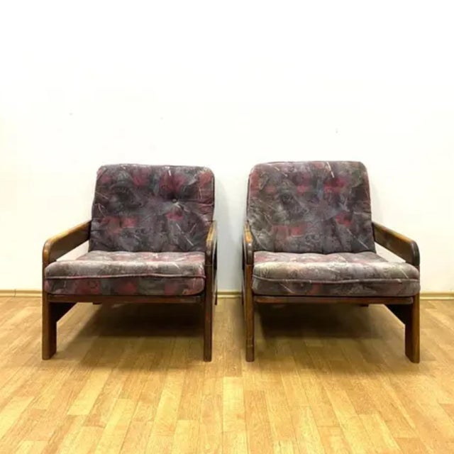 Vintage Armchairs in Wooden Frame, 1970s, Set of 2 For Sale - Image 6 of 10
