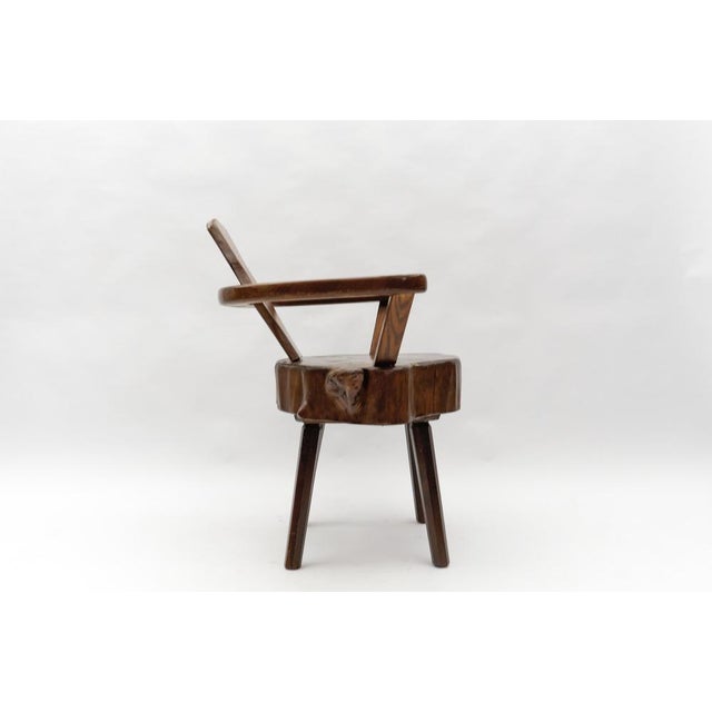Wood Mid-Century Modern French Wooden Armchair attributed to Pierre Chapo, 1960s For Sale - Image 7 of 14