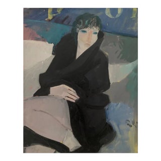 Bruno Paoli "Miriam" Original Italian Modern Figurative Portrait, 20th Century Florence Italy Fine Art Painting, Oil on Canvas, 30.5x20" For Sale