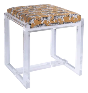 Glencoe Leopard Prowling Khaki Lucite Bench