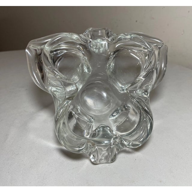 Transparent Vintage Blown Murano Venetian Art Glass Cigarette Cigar Clear Ashtray Italian For Sale - Image 8 of 11