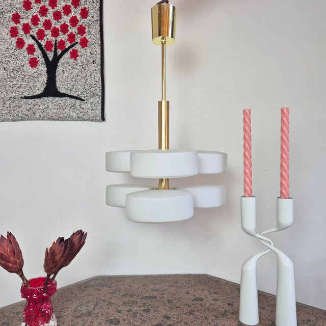 Mid-Century Brass and Glass Pendant from Kaiser, 1960s For Sale - Image 10 of 12