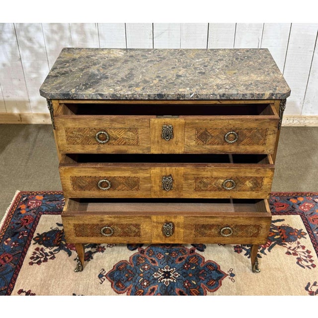 Transitional Mahogany Commode with Marble Top, 1950s For Sale - Image 11 of 18