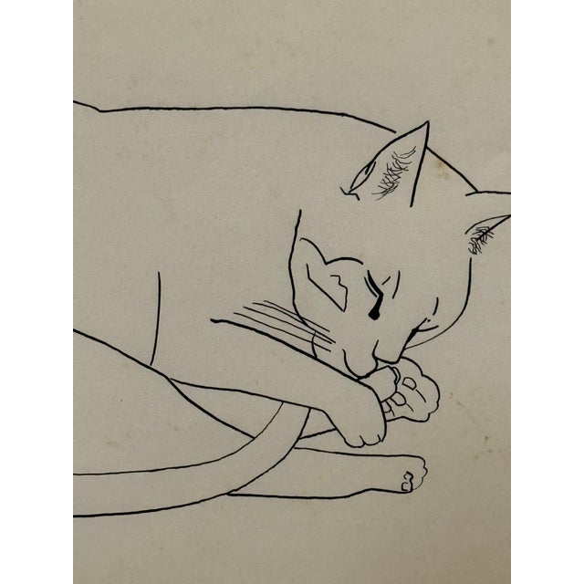 "Sleeping Cat" Line Drawing by Jerry O'Day (Geraldine Heib) For Sale In Los Angeles - Image 6 of 6