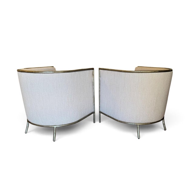 2010s Bernhardt Interiors Faux Bamboo Meredith Barrel Chairs, a Pair For Sale - Image 5 of 16
