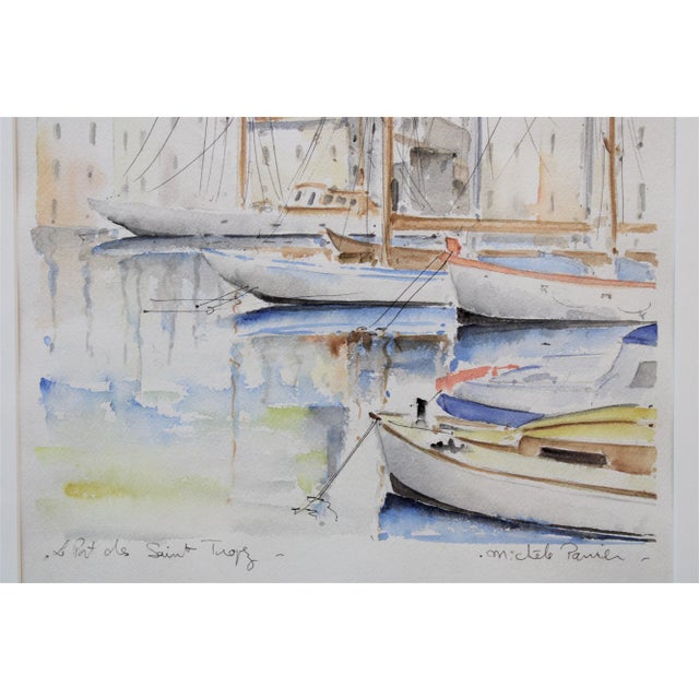 Impressionist Michèle Panier "Port De Saint Tropez" Watercolor For Sale - Image 3 of 7