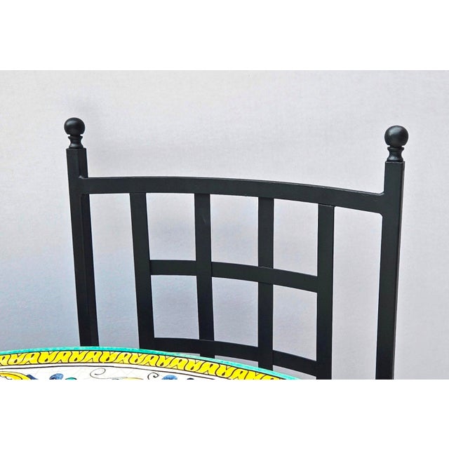 Made in Italy – Hand Painted 1990s Signed Domiziani Deruta Lava Stone Dining Table With 6 Aurora Chairs For Sale - Image 17 of 17