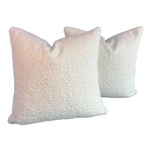 Early 21st Century Boucle Puffy Luxury Pillows- a Pair