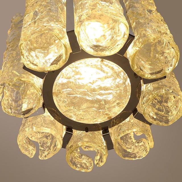 Murano Glass and Chromed Metal Chandelier, 1970s For Sale - Image 12 of 14